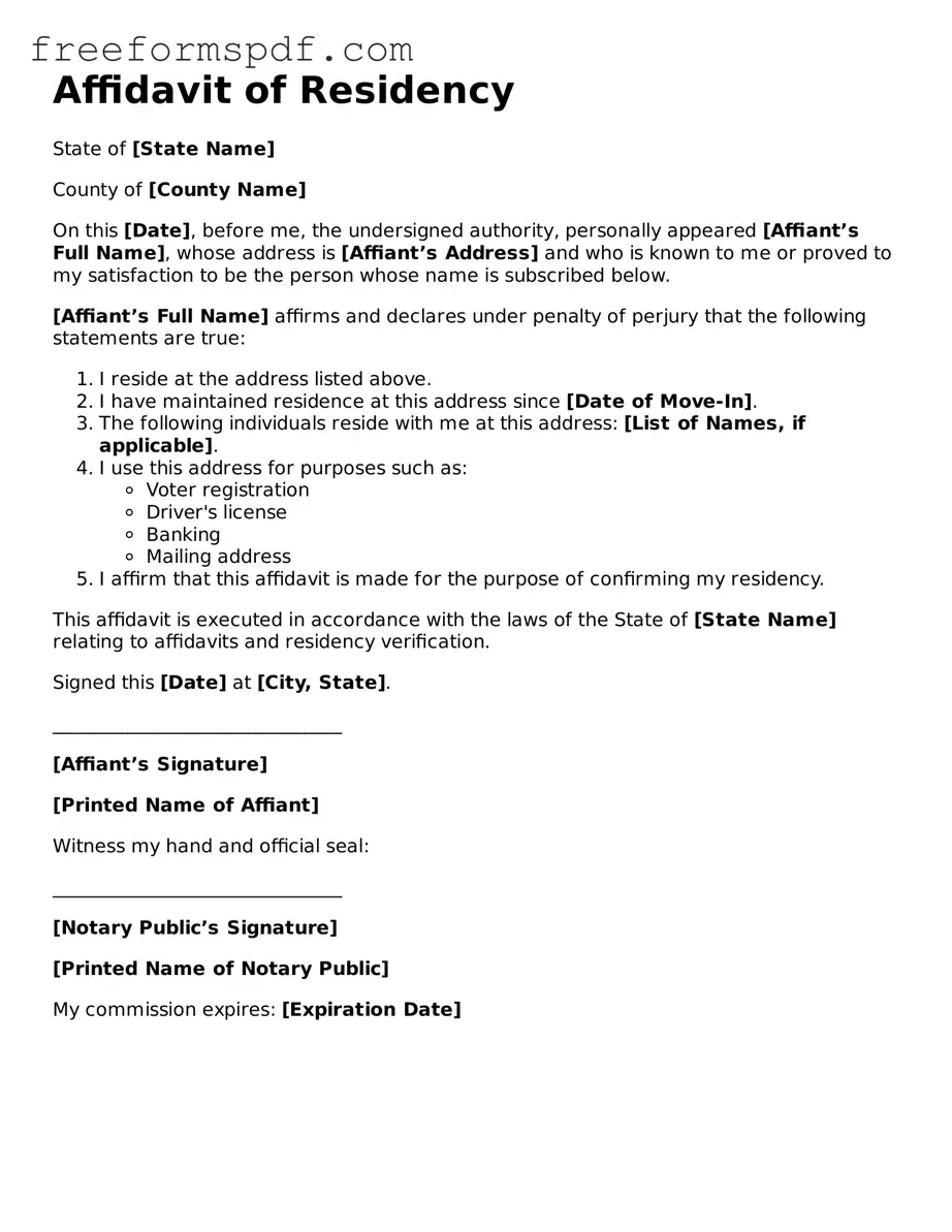 Affidavit of Residency Document