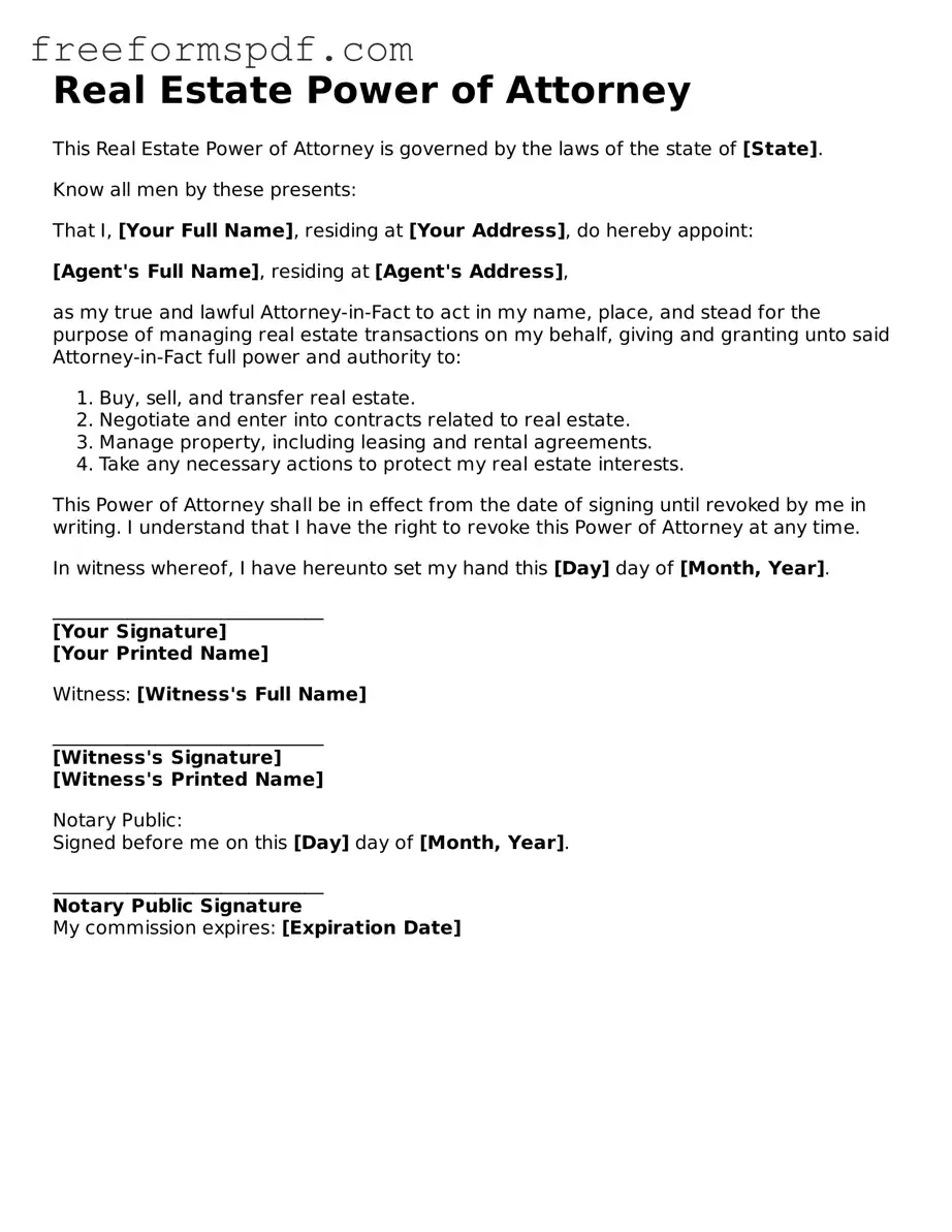 Real Estate Power of Attorney Document