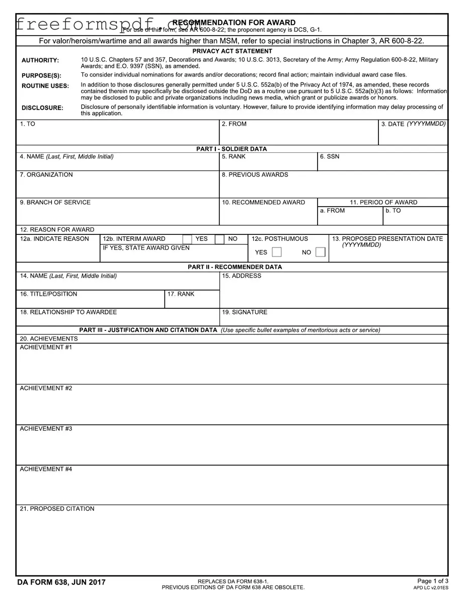 Fill in a Valid Da 638 Template