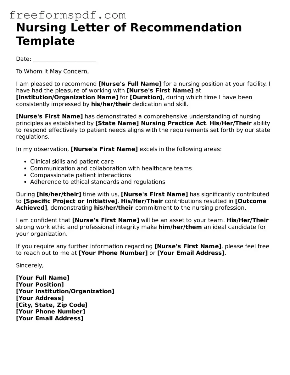 Nursing Letter of Recommendation Document