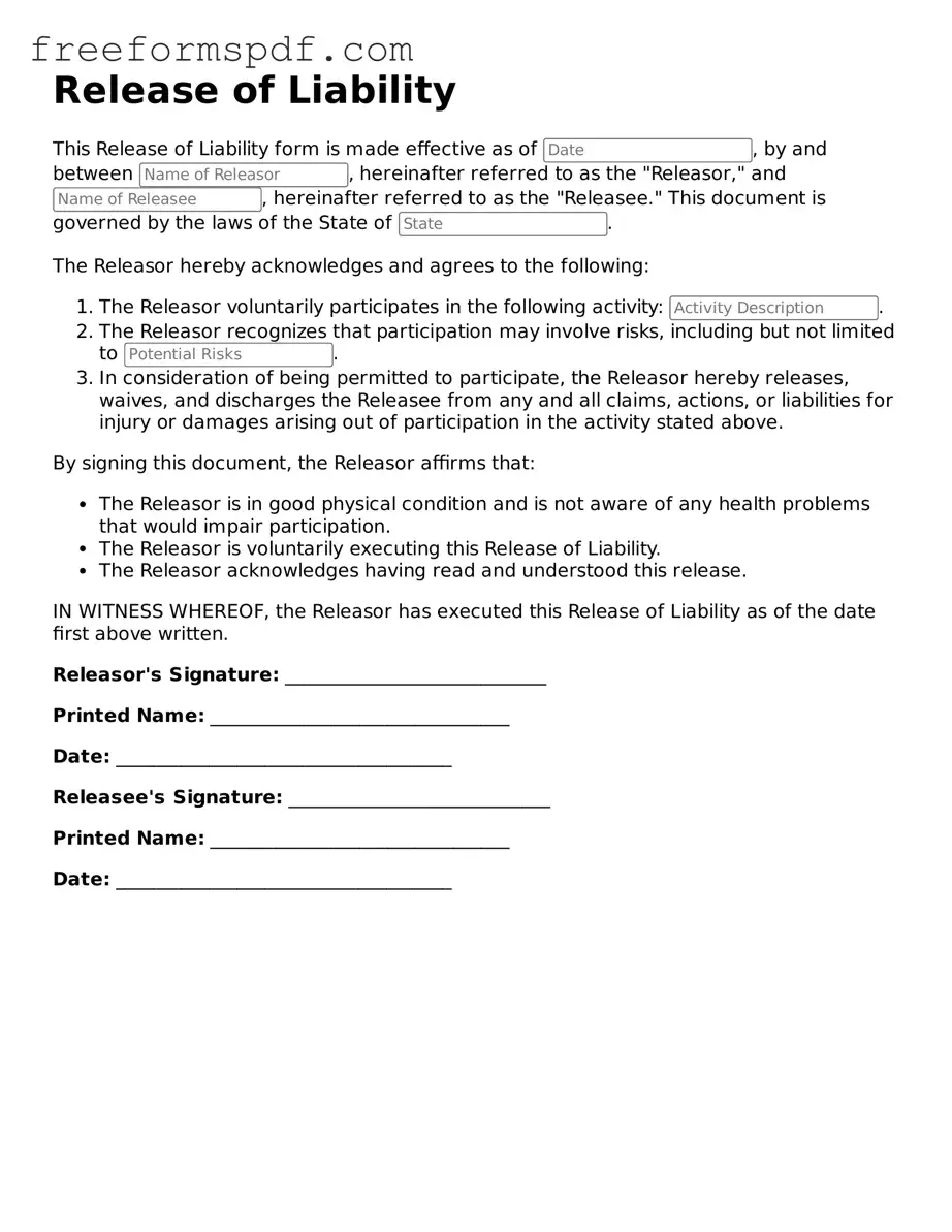 Release of Liability Document