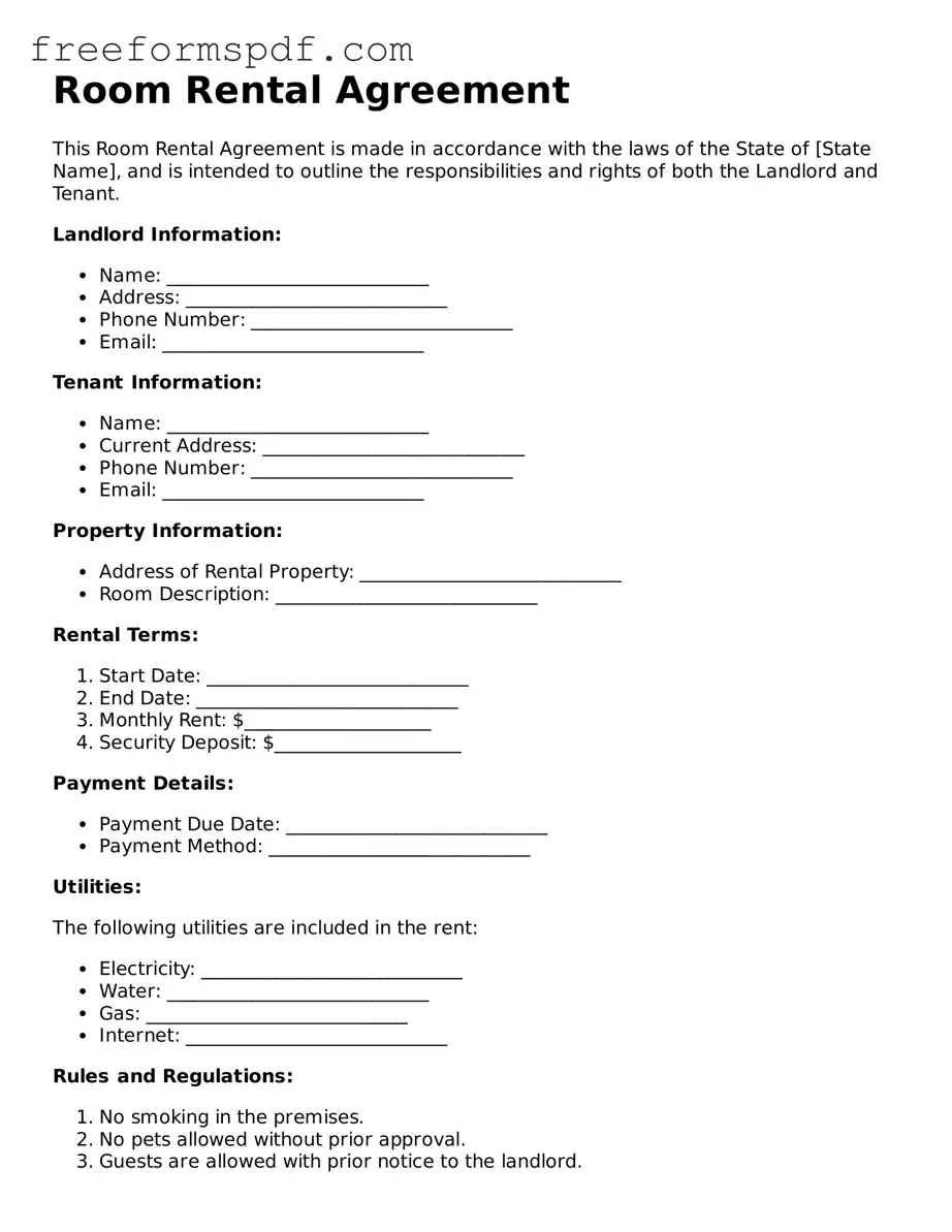 Room Rental Agreement Document