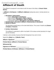 Affidavit of Death Document