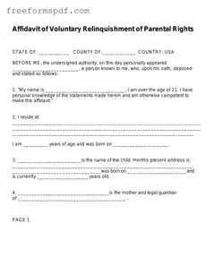 Fill in a Valid Affidavit Parental Rights Template
