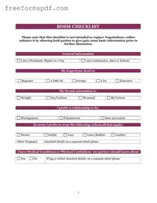 Fill in a Valid Bdsm Checklist Template