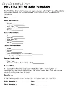 Dirt Bike Bill of Sale Document