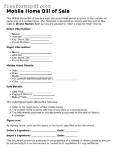 Mobile Home Bill of Sale Document