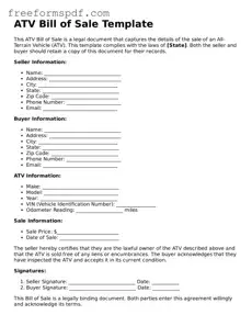ATV Bill of Sale Document