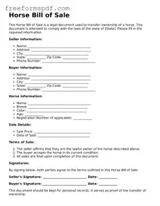 Horse Bill of Sale Document