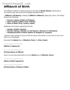 Affidavit of Birth Document