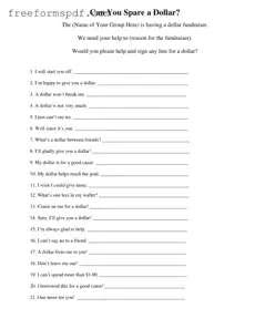 Fill in a Valid Donated A Dollar Template