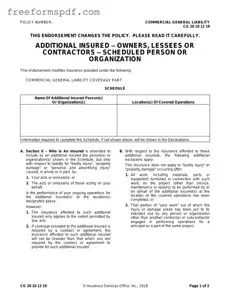 Fill in a Valid Cg 20 10 07 04 Liability Endorsement Template