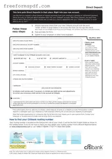 Fill in a Valid Citibank Direct Deposit Template