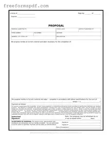 Fill in a Valid Construction proposal form Template