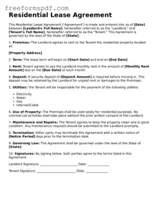 Residential Lease Agreement Document