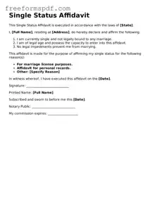 Single Status Affidavit Document