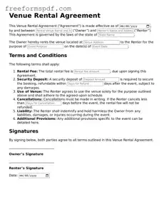 Venue Rental Agreement Document