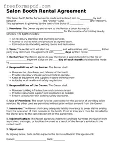 Salon Booth Rental Agreement Document