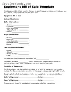 Equipment Bill of Sale Document
