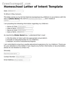 Homeschool Letter of Intent Document