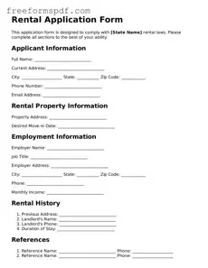 Rental Application Document