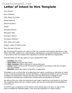 Letter of Intent to Hire Document