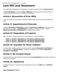 Last Will and Testament Document