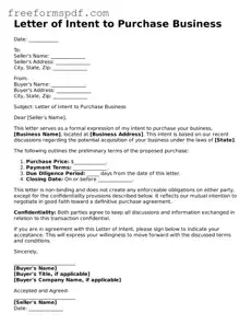 Letter of Intent to Purchase Business Document