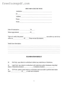 Fill in a Valid Doctors Excuse Note Template