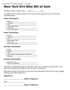 Attorney-Verified Dirt Bike Bill of Sale Document for New York State