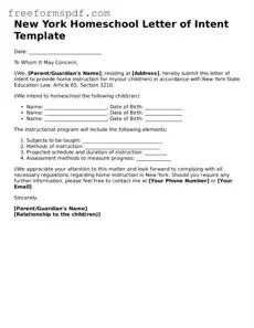 Attorney-Verified Homeschool Letter of Intent Document for New York State