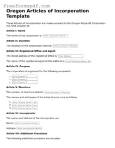 Attorney-Verified Articles of Incorporation Document for Oregon State