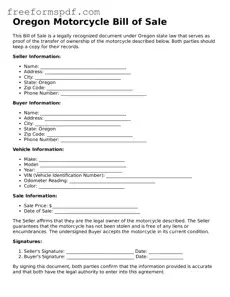 Attorney-Verified Motorcycle Bill of Sale Document for Oregon State