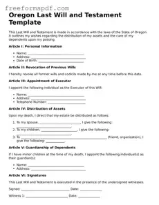 Attorney-Verified Last Will and Testament Document for Oregon State
