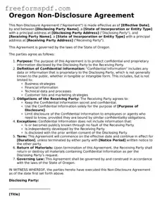 Attorney-Verified Non-disclosure Agreement Document for Oregon State