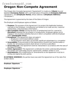 Attorney-Verified Non-compete Agreement Document for Oregon State