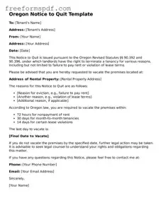 Attorney-Verified Notice to Quit Document for Oregon State