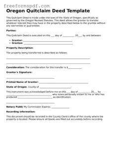 Attorney-Verified Quitclaim Deed Document for Oregon State