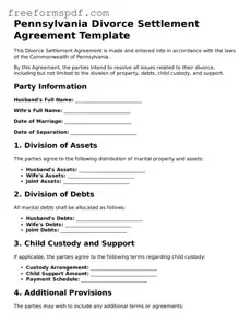 Attorney-Verified Divorce Settlement Agreement Document for Pennsylvania State