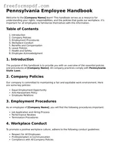 Attorney-Verified Employee Handbook Document for Pennsylvania State