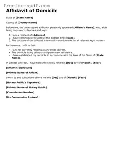 Affidavit of Domicile Document