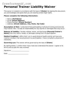 Personal Trainer Liability Waiver Document