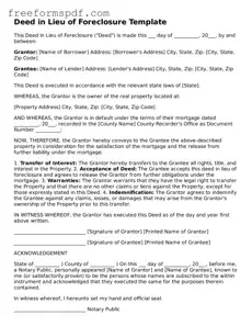 Deed in Lieu of Foreclosure Document