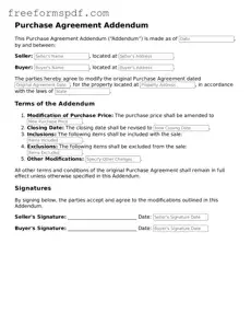 Purchase Agreement Addendum Document