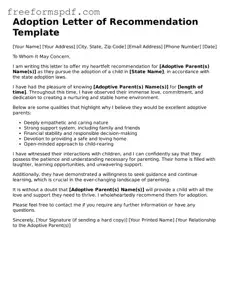Adoption Letter of Recommendation Document