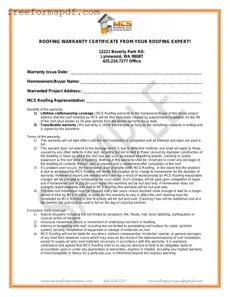 Fill in a Valid Roofing Warranty Certificate Template