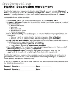 Marital Separation Agreement Document