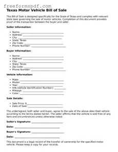 Attorney-Verified Motor Vehicle Bill of Sale Document for Texas State