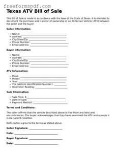 Attorney-Verified ATV Bill of Sale Document for Texas State