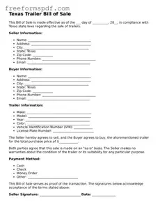 Attorney-Verified Trailer Bill of Sale Document for Texas State